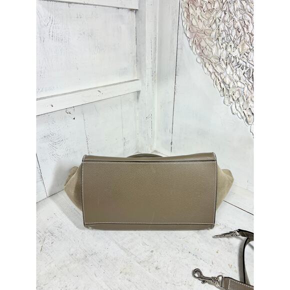 Celine Trapeze Souris Drummed Leather Top Handle Medium Flap Handbag Gray - Picture 10 of 16